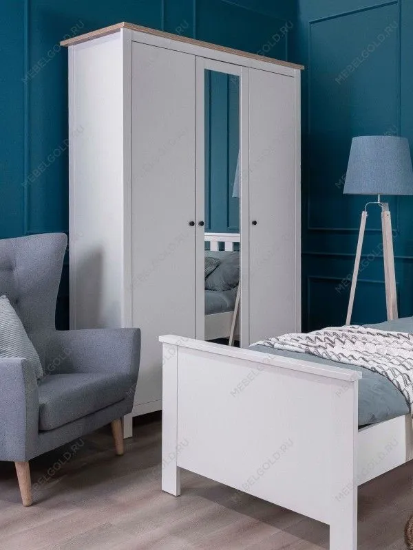 Шкаф распашной Сага, 3 двери, 132х64х215 см, белый/ясень | изображение 6