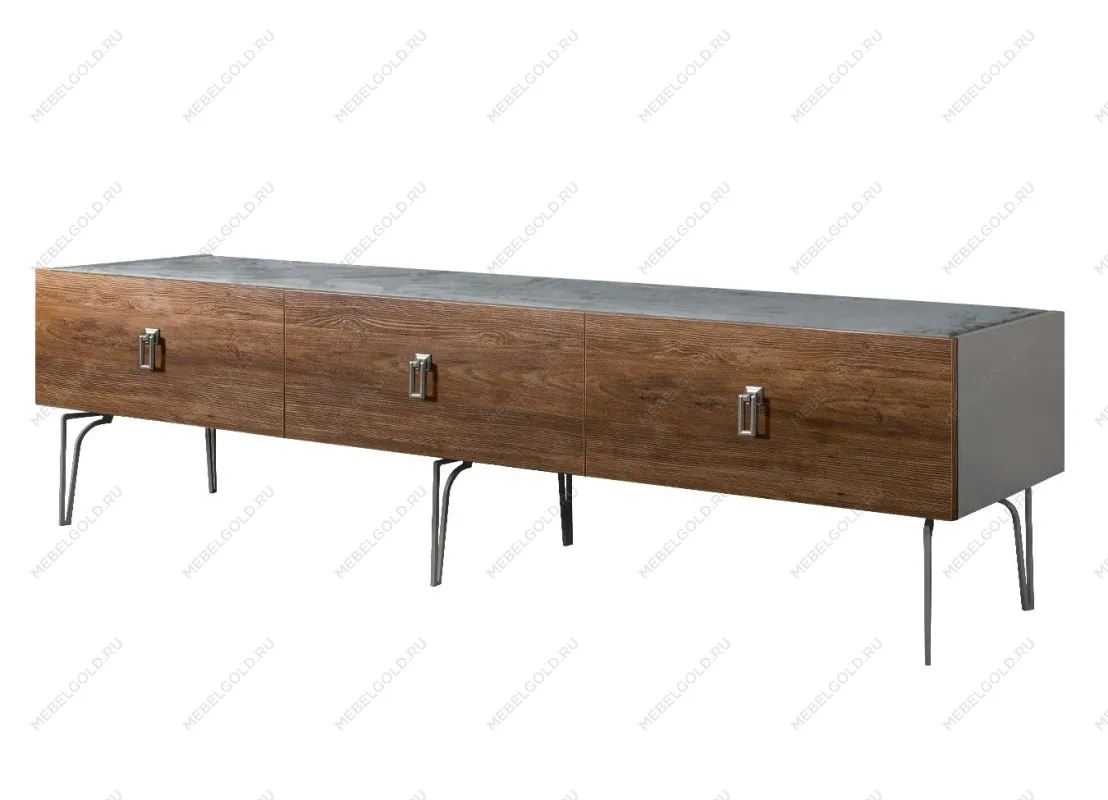Тумба под телевизор 2.1м Bogemia Wood Fa (Серый) (Novabuk/Хром) БМТ-2(Wo)