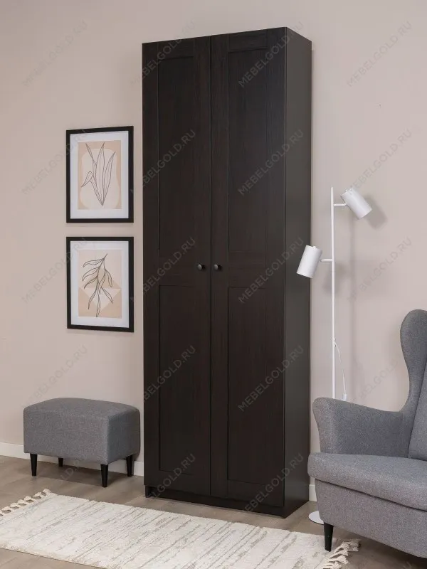 Шкаф Макс, 2 двери, 75х38х233 см, черно-коричневый, дуб венге | изображение 1