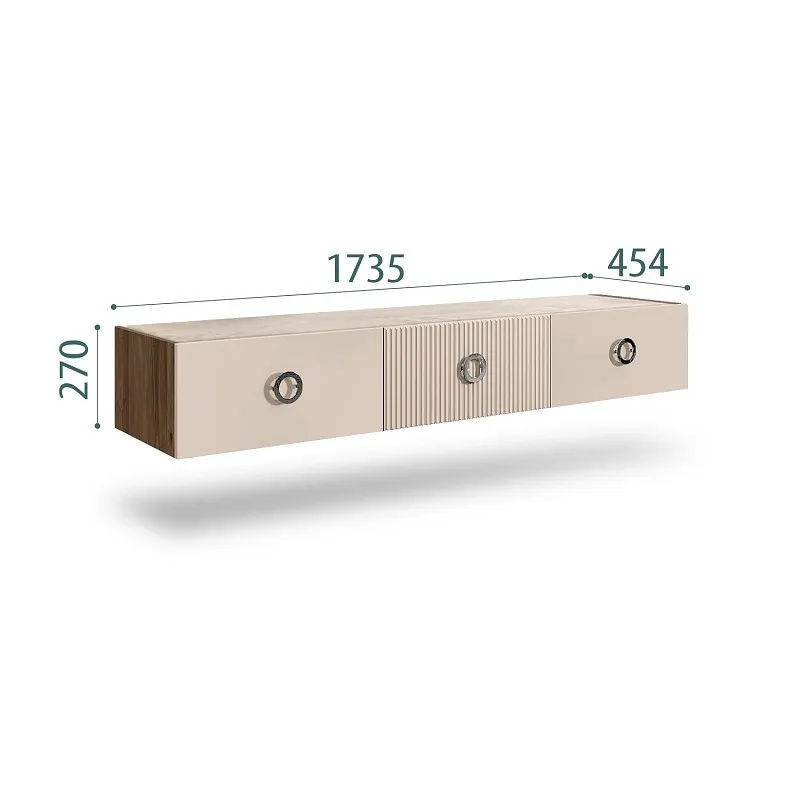 Тумба телевизионная 1.6м Bogemia Woodline Fly Fi (Ваниль) (Novabuk/Хром) БМТ-1[10]