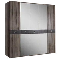 Шкаф 5-ти дверный с зеркалом Римини СОЛО (Орех империя/Серебро) РМШ1/5(s)