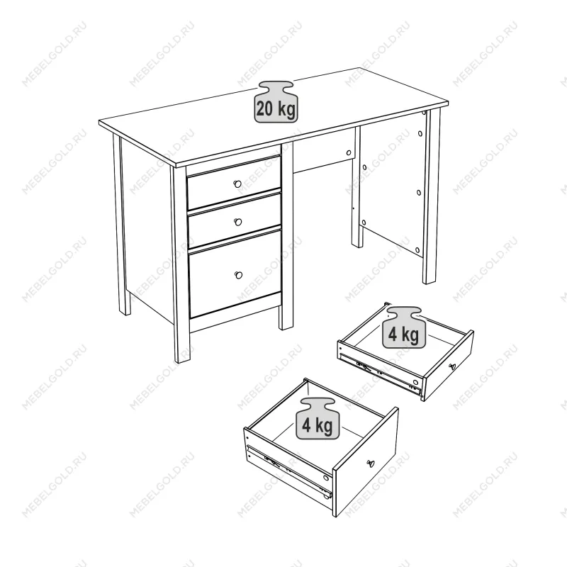 САГА стол письменный 120х56 белый/ясень | изображение 3