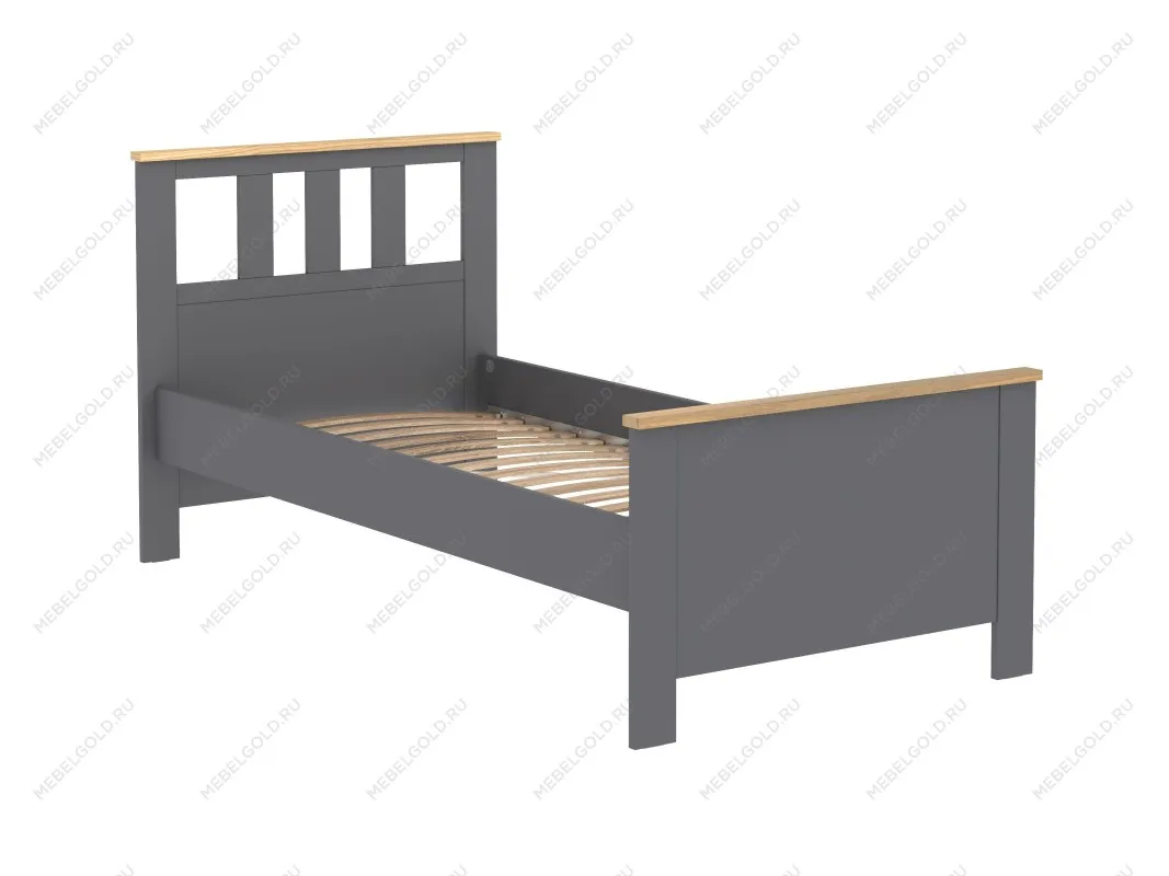 Кровать односпальная Сага, 90х200 см, серая/ясень | изображение 12