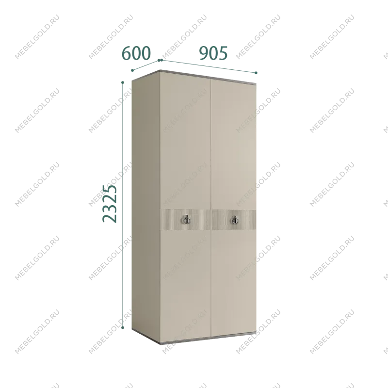 Шкаф 2-х дверный Римини СОЛО (Ваниль/Серебро) РМШ2/2(s)