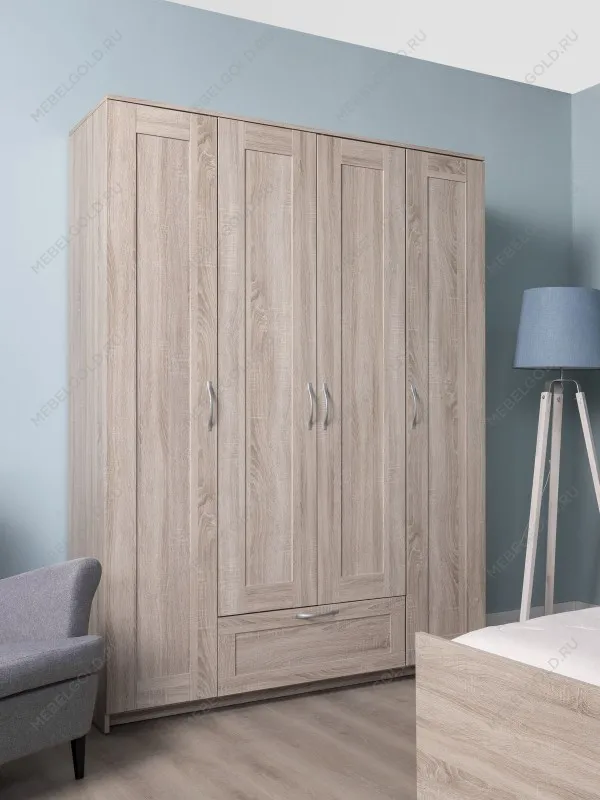 Шкаф Сириус, 4 двери и 1 ящик, 156х59х220 см, дуб сонома | изображение 3