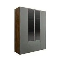 Шкаф 4-х дв. с ящиками Bogemia Woodline Air (Серый/Серебро) БМШ2/42(2)