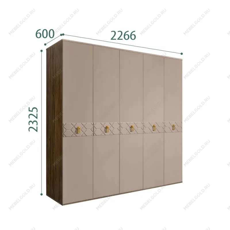 Шкаф 5-ти дв. Bogemia Woodline Fa (Мокка/Золото) БМШ2/5(Fa)