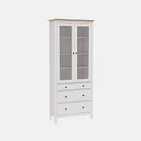 САГА шкаф с витриной 90 МОРУ белый/ясень