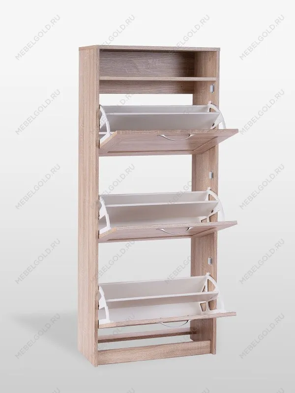 Обувница Сириус с 3 откидными ящиками, 60 х 25 х 143 см, ЛДСП, дуб сонома | изображение 6