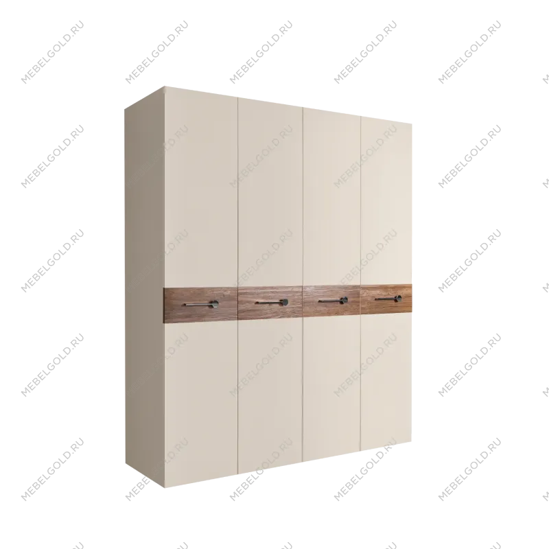 Шкаф 4-х дв. Bogemia Wood Wo (Слоновая кость/Хром) БМШ2/4(Wo)