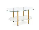 Стол журнальный Halmar DUCAT (белый мрамор/прозрачный/золотой) | изображение 1