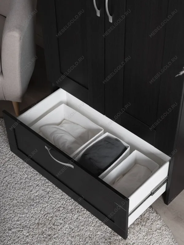 Шкаф Сириус узкий, с выдвижной вешалкой, 2 двери и 1 ящик, 78х41х190 см, черно-коричневый, дуб венге | изображение 5