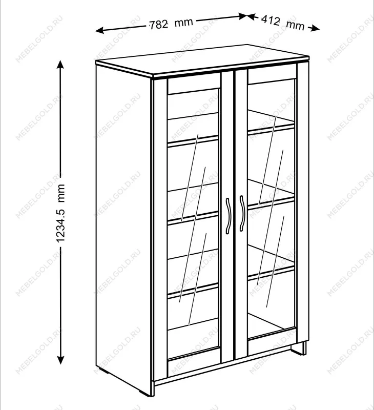 Тумба Сириус, 2 двери со стеклом, 78х41х124 см, белая | изображение 12
