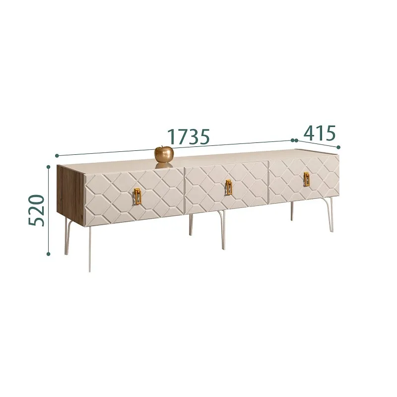 Тумба под телевизор 1.6м Bogemia Woodline Fa (Ваниль) (Lakobel/Золото) БМТ-1(Fa)