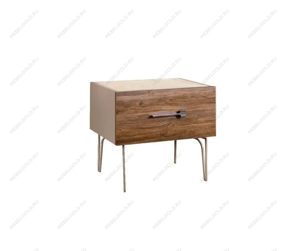 Тумба прикроватная Bogemia Wood Wo (Ваниль) (Novabuk/Хром) БМТП-1(Wo)