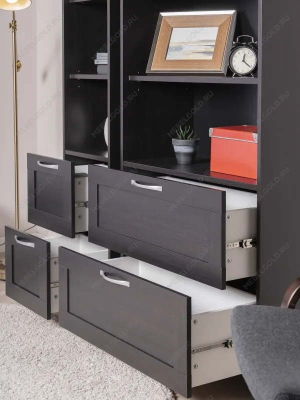 Стеллаж Сириус, 2 ящика, 78х35х190 см, черный, дуб венге | изображение 4