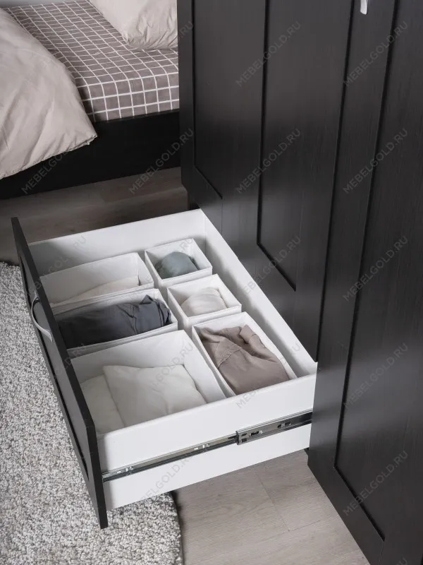 Шкаф Сириус, 3 двери и 1 ящик, 117х59х220 см, черно-коричневый, дуб венге | изображение 6