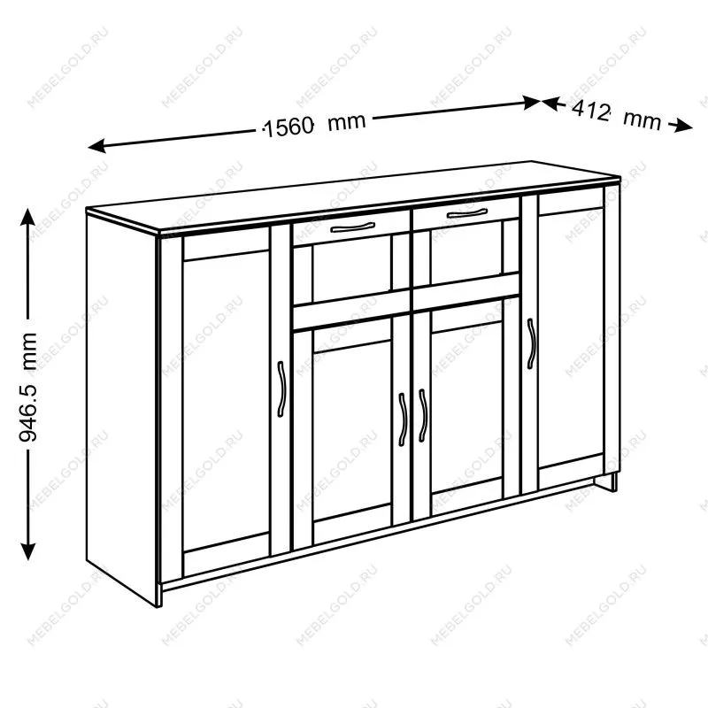 Тумба Сириус, 4 двери и 2 ящика, 156х41х95 см, дуб венге, черно-коричневая | изображение 12
