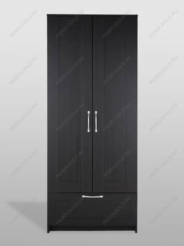 Шкаф Сириус узкий, с выдвижной вешалкой, 2 двери и 1 ящик, 78х41х190 см, черно-коричневый, дуб венге | изображение 9