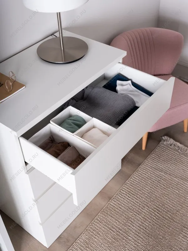 Комод Варма Прайм, 4 ящика, 80х100х48 см, эмаль, белый | изображение 2