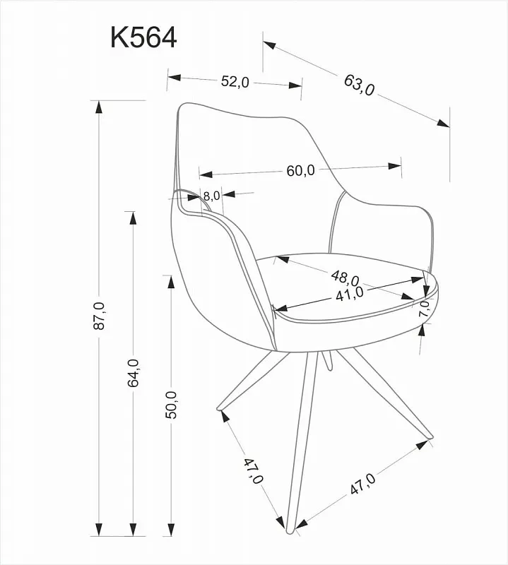Стул кухонный Halmar K564 поворотный (серый/черный) | изображение 11