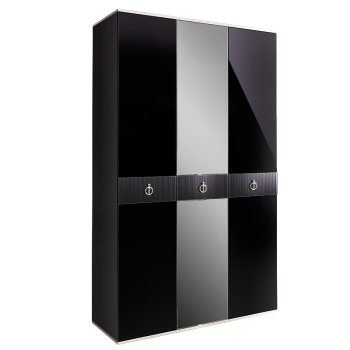 Шкаф 3-х дверный с зеркалом Римини СОЛО (Черный/Серебро) РМШ1/3(s)