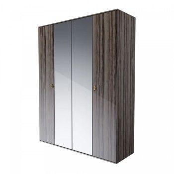 Шкаф 4-х дверный с зеркалом Римини (Орех империя/Золото) РМШ1/4