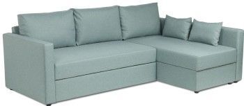 Диван угловой трехместный Вало с длинным подлокотником, мятно-серый, рогожка