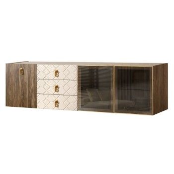 Комод 2.1м Bogemia Woodline Fly Wood Fa (Слоновая кость) (Novabuk/Золото) БМКМ-5[5][10]