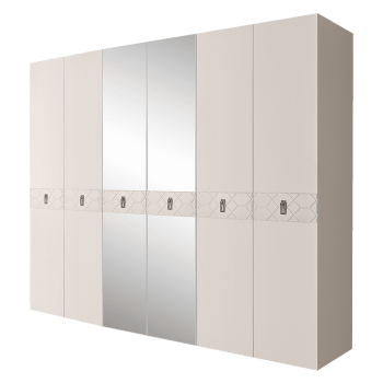 Шкаф 6-ти дв. с зеркалами Bogemia Farfalle (Слоновая кость/Хром) БМШ1/6(Fa)
