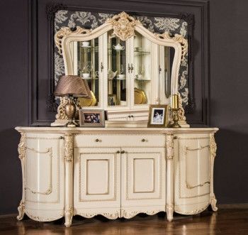 м. Марьина Роща - Комод Джоконда крем глянец с зеркалом (гостиная)