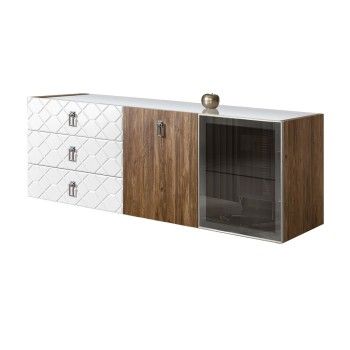 Комод 1.6м Bogemia Woodline Fly Wood Fa (Белый) (Lakobel/Хром) БМКМ-4[5][10]