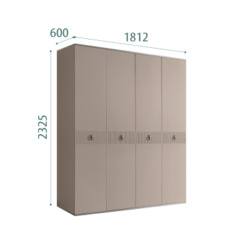 Шкаф 4-х дверный Римини СОЛО (Мокка/Серебро) РМШ2/4(s)