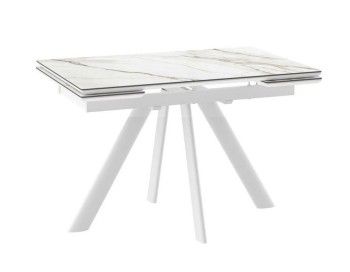 Стол с керамическим покрытием Джейтон-120 (CALAKATTA GOLD ST CER/Белый) 120(30+30)х80