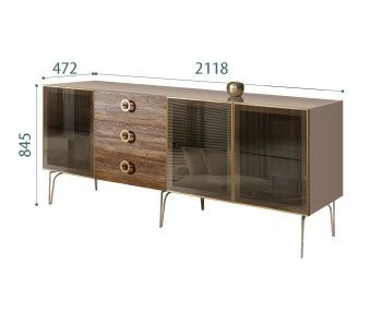 Комод 2.1м Bogemia Wood Fi (Мокка) (Lakobel/Золото) БМКМ-5(Wo)[5]