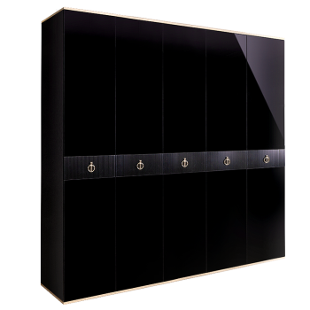 Шкаф 5-ти дверный Римини СОЛО (Черный/Серебро) РМШ2/5(s)