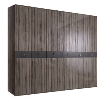 Шкаф 6-ти дверный Римини СОЛО (Орех империя/Золото) РМШ2/6(s)