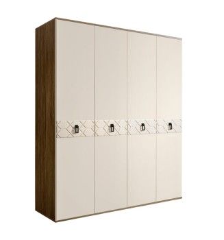 Шкаф 4-х дверный Bogemia Woodline Fa (Слоновая кость/Черный) БМШ2/4