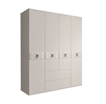 Шкаф 4-х дверный с ящиками, Bogemia Farfalle (Шелк/Хром) БМШ2/41(Fa)