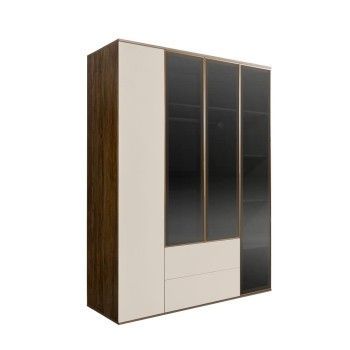 Шкаф 4-х дв. с ящиками Bogemia Woodline Air (Слоновая кость/Золото) БМШ2/42(3)