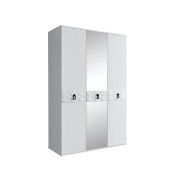 Шкаф 3-х дверный с зеркалом Bogemia Farfalle (Белый/Черный) БМШ1/3(Fa)