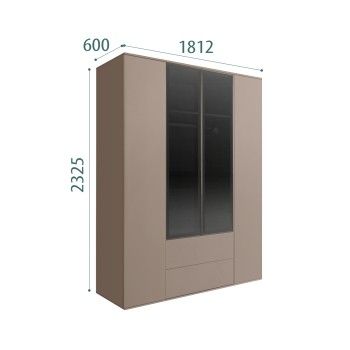Шкаф 4-х дв. с ящиками Bogemia Air (Мокка/Черный) БМШ2/42(2)