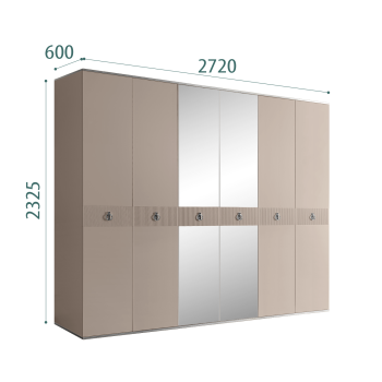 Шкаф 6-ти дверный с зеркалом Римини СОЛО (Мокка/Серебро) РМШ1/6(s)