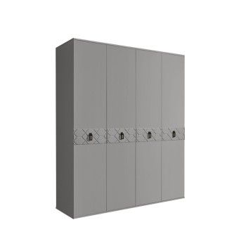 Шкаф 4-х дв. Bogemia Farfalle (Серый/Черный) БМШ2/4(Fa)