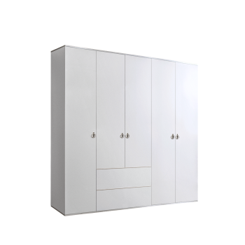 Шкаф 5-ти дверный с ящиками Римини (Белый/Серебро) РМШ2/51