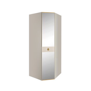 Шкаф угловой с зеркалом Римини СОЛО (Слоновая кость/Золото) РМШУ1/1(s)