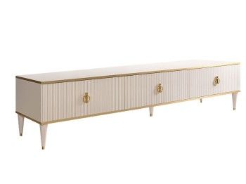 Тумба под телевизор 3 ящика Римини СОЛО (Слоновая кость/Золото) РМТ-4(s)[10]