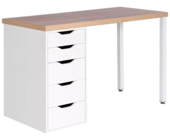 ИНГАР стол письменный ИКЕА / IKEA 1/5Т 120x75x55, дуб беленый/белый