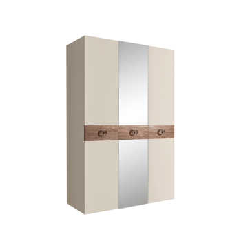 Шкаф 3-х дверный с зеркалом Bogemia Wood Fi (Слоновая кость/Хром) БМШ1/3(Wo)