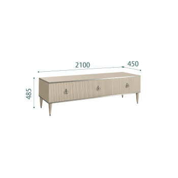 Тумба под телевизор 3 ящика Римини СОЛО (Ваниль/Серебро) РМТ-4(s)[10]